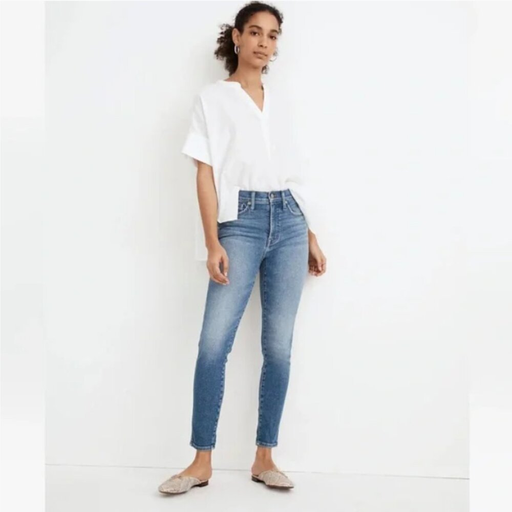 Madewell 10" high rise skinny crop jeans fitted medium wash womens size 23